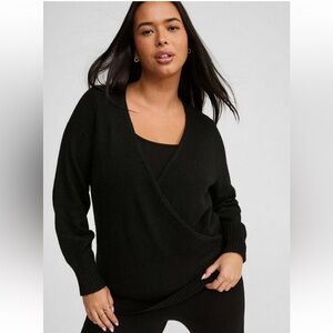 NWT Torrid Vegan Cashmere Surplice Pullover Sweater - Deep Black